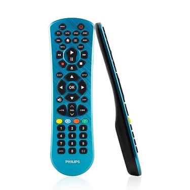 Imagem de Philips Controle remoto universal, substituição universal para controle remoto de TV, controle remoto universal para Roku, Vizio, LG, Sony, Apple TV, Smart TVs, 6 dispositivos, azul, SRP6249B/27