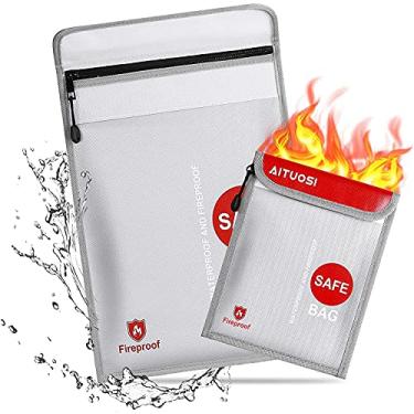 Imagem de Bolsa de documentos à prova de fogo - Bolsa segura à prova de fogo de 38,5 x 23,4 cm, envelope para dinheiro, armazenamento de arquivos revestido de silicone sem coceira, suporte de documentos à prova