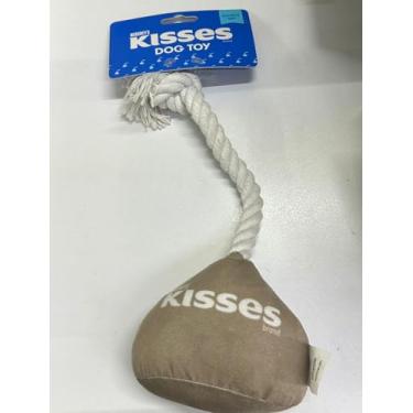Imagem de Hershey's Kissees Brinquedo trançado para cães, corda de algodão branco e marrom