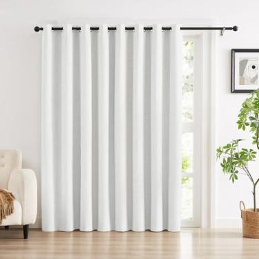 Imagem de Cortinas de linho 100% blackout para quarto, cortinas brancas pretas de 203 cm de comprimento, 1 painel, cortinas de janela de fazenda extra largas para sala de estar, cortinas e cortinas escurecidas