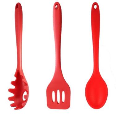 Imagem de Kit 03 Utensilios De Cozinha Silicone Vermelho Mundiart