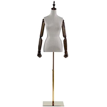 Imagem de Multiuso Manequim de vestido de noiva Manequim de vidro Aço Corpo Manequim de superfície de serapilheira Corpo com suporte destacável e modelo de vestido de braço Janela