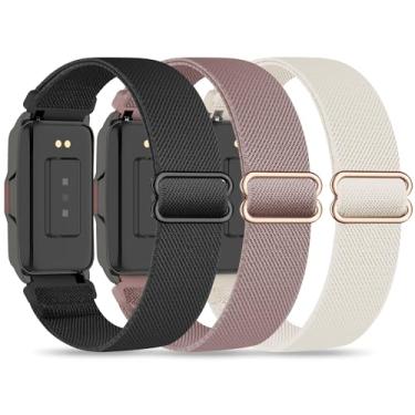 Imagem de Sunnyson Pacote com 3 pulseiras de relógio de nylon elástico compatíveis com relógio inteligente Mindrose H80 de 3,7 cm, alças elásticas macias de substituição para Mindrose H80 Fitness Trackers IP68
