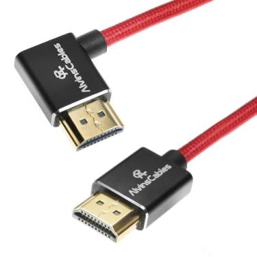 Imagem de Alvin's Cables Cabo HDMI 2.1 8K para monitor Atomos Ninja V, para Sony FS5 FS7, BMPCC, para câmera Canon C300 C500, 8K @60Hz 4K@120Hz 48Gbps cabo espiral trançado de alta velocidade ângulo esquerdo