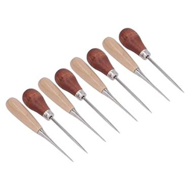 Imagem de Furador de Couro de 8 Unidades, Ferramenta de Furador Multifuncional de Aço Inoxidável para Economia de Esforço Com Alça Ergonômica de Madeira Ferramenta de Furador de Arranhões