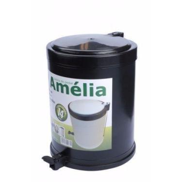 Imagem de Lixeira De Plástico Com Pedal Amélia 14 Litros Preta.