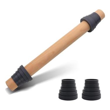 Imagem de Rolo de massa de madeira ajustável com anéis espessos para assar - Rolo de massa de madeira antiaderente com faixas espaçadoras para biscoitos, massa de torta, fondant de pastelaria e pão da Folksy