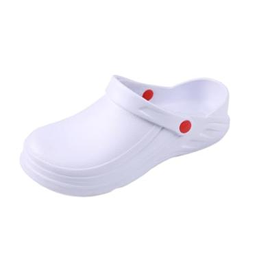 Imagem de Sapatas De Segurança Da Cozinha Dos Adultos, Homens Antiderrapantes À Prova De Água Segurança De Óleo Deslizamento Em Sapatos De Serviço De Alimentação De Trabalho, Sapatas Ideais(White,47 EU)