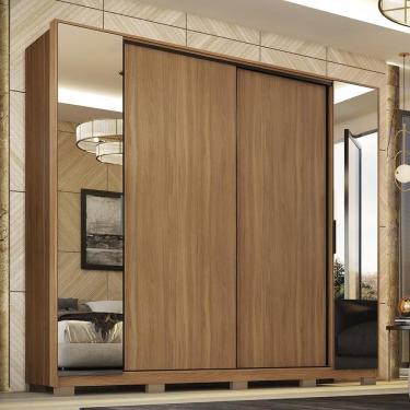 Imagem de Guarda Roupa Casal Laredo 4 Portas  Amêndola Touch Com Espelho E Pés - Demartêz