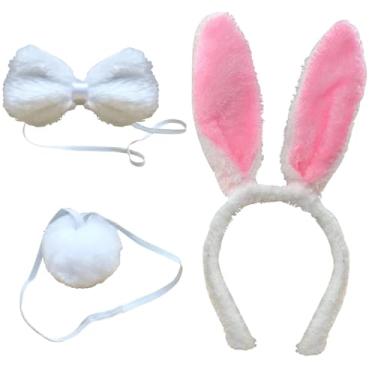 Imagem de Fantasia Coelhinha Pelúcia Tiara Gravata Rabo Branco Carnaval