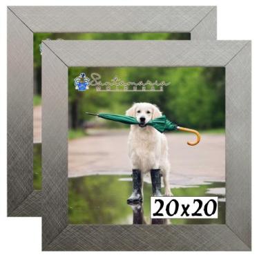 Imagem de Kit 2 Porta Retrado Molduras 20x20 Prateado - Santamaria Molduras