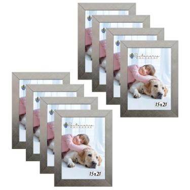 Imagem de Kit 8 Molduras Porta Retrato 15X21 Prateado - Santamaria Molduras