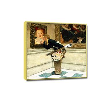 Imagem de JZSDGB Impressões de arte famosas emolduradas a ouro - Norman Rockwell Poster-Art Crítico de arte de parede arte de parede em tela reprodução de pinturas famosas - arte de imagens de paisagem para
