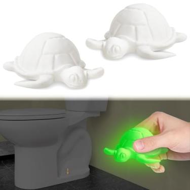 Imagem de boeemi Tampas decorativas de parafuso de vaso sanitário tartaruga marinha, 2 peças que brilham no escuro PLA tampas de vaso sanitário para parafusos verde luminoso, acessórios divertidos de decoração