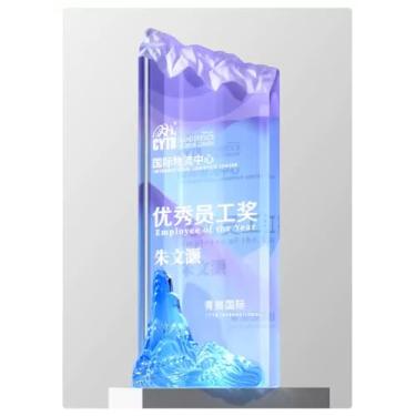 Imagem de Bespoke Crystal Trophy - Prêmio luxuoso para vencedores de competições, reuniões corporativas e reconhecimento de funcionários - Inspiração Grand Mountain Peak (2, 24 x 9 cm)