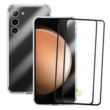 Imagem de Capa Capinha Case Anti Shock Slim Compatível Samsung Galaxy S23 Plus e 2 Pelicula de Vidro 3d Cobre Toda Tela