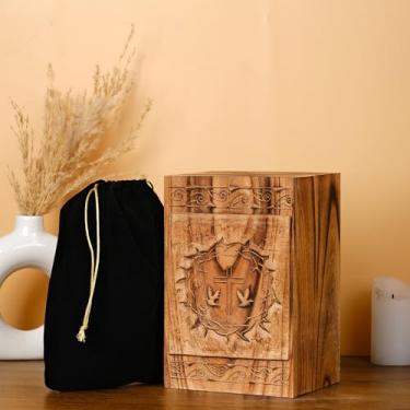 Imagem de Hashcart Urna para cinzas masculinas femininas feitas à mão urnas de cremação de madeira para cinzas humanas 81 kg adequado para homens adultos mulheres decorativas favores funerários urnas funerárias