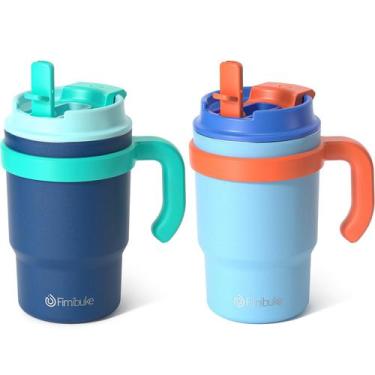 Imagem de Copo Isolado Infantil Fimibuke (473ml) - com Alça e Canudos (2 Unidade