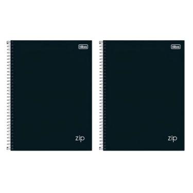 Imagem de Kit 02 Cadernos Espiral Universitário 1 Matéria ZIP Preto 80 Folhas Ti