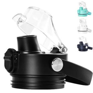 Imagem de XACIOA Tampa flip automática para garrafas YETI Rambler 18 26 36 1,8 g, tampa de bico para garrafas RTIC 18 26 36 1,134 g, tampa de substituição com botão, sem BPA, à prova de vazamento, preta