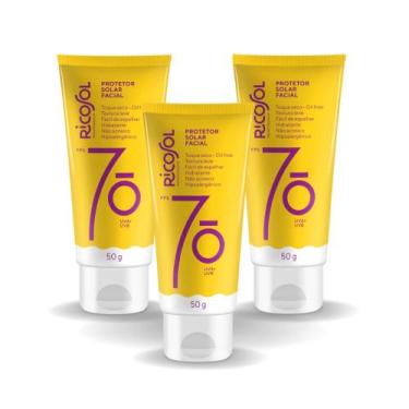 Imagem de Kit Protetor Facial Ricosol FPS 70 Toque Seco 50G 3 Unidades