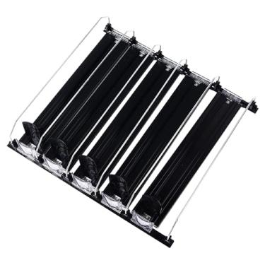 Imagem de Organizador de bebida para deslizamento de pusher da geladeira, dispensador de bebidas com refrigerto com mola, refrigerante de empurrões pode (Preto)