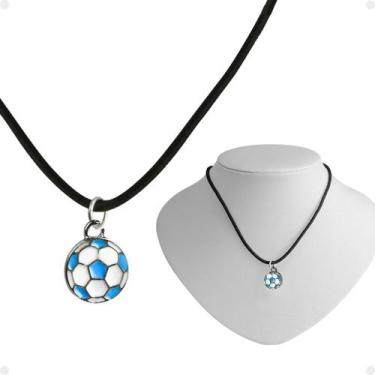 Imagem de Colar Infantil Menino Cordão + Pingente Premium Futebol Bola ajustavel