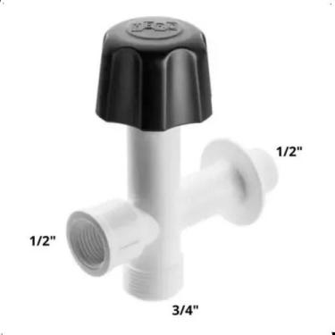 Imagem de Kit Registro 3/4" X 1/2" p/ Maq. de Lavar c/ Volante C/ 12 - Tadeu