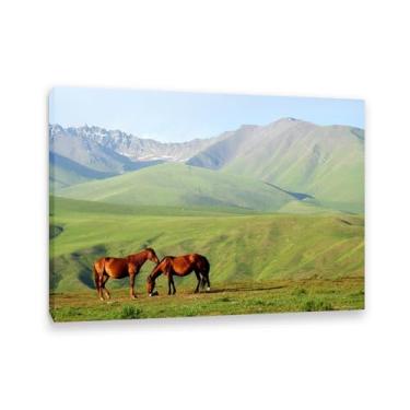 Imagem de Pinturas em tela de animais de fazenda, pinturas de retratos de equinos de fazenda, impressão em tela, impressão de arte de parede de cavalo, presentes de decoração de casa de sala de estar 50x70 cm