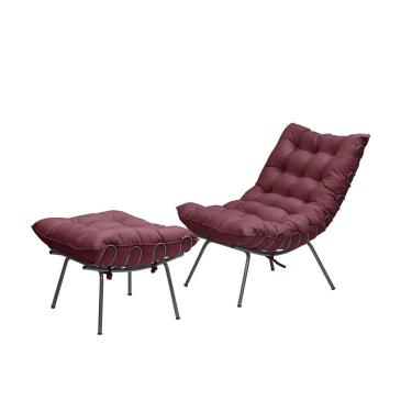 Imagem de Poltrona Com Puff Costela Aramada Adão Preta-Veludo Bordo