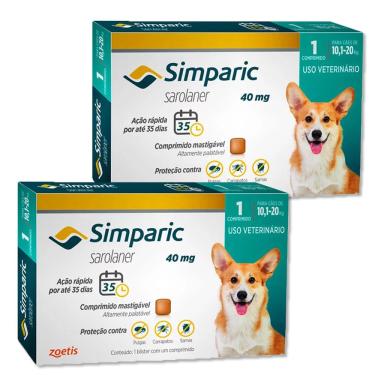 Imagem de Kit 2 Simparic Antipulgas e Carrapatos Cães 10,1 A 20Kg