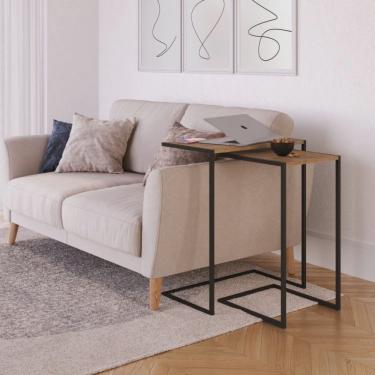 Imagem de Conjunto 2 Mesas Laterais de Apoio Sofá Industrial Artesano