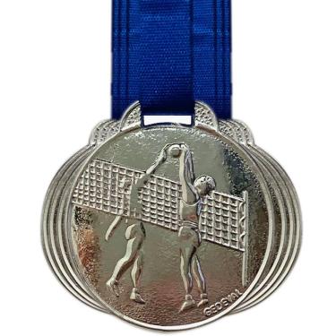 Imagem de Kit 50 Medalhas De Vôlei Esporte Premiação Escola 3,5cm prata