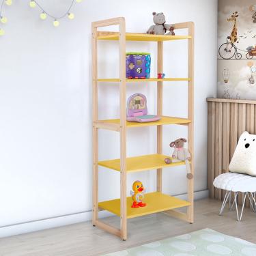 Imagem de Estante Infantil Alta para Livros e Brinquedos Diversos 64x150cm Colorê Amarelo