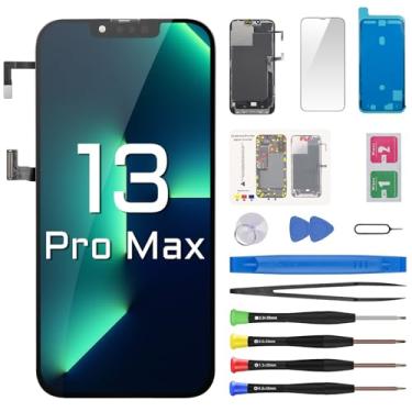 Imagem de Risidamoy Substituição de tela para iPhone 13 Pro Max com cabo flexível de fone de ouvido, sensor de proximidade, visor LCD sensível ao toque, digitalizador, conjunto completo com kits de ferramentas