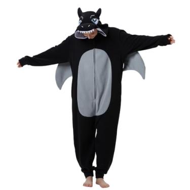 Imagem de Unpifolov Pijama de dragão unissex animal fantasia cosplay adulto, Preto, Large
