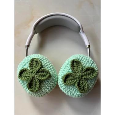 Imagem de Hosootan Capa para fone de ouvido AirPods Max crochê (C, verde)
