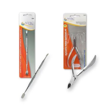 Imagem de Kit Alicate para Cutícula 10,2 cm + Espátula 14 cm NYBC - NYBC Beauty