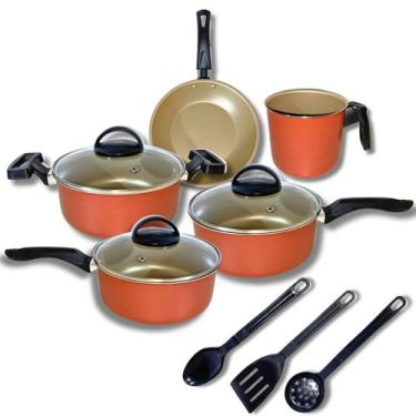 Imagem de Jogo Panelas 8 Pçs Antiaderente Com Tampa Vidro - Gal Alumínios, Cerej