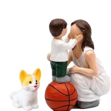 Imagem de LBSDJDL Estátua de Três de Quatro de Cinco Figura Americana Família Feliz Estátua Pai-Filho (B)