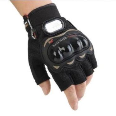 Imagem de Luva de Moto Motoqueiro Motocross Preta MEIO DEDO - oem, Azul