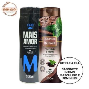 Imagem de Kit banho para ele e ela c/ sabonete intimo masculino e sabonete intim
