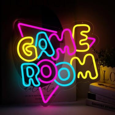 Imagem de qbanziou Letreiros De Neon Grandes Para Sala De Jogos, 17,7" X 18,2", Led Colorido, Luzes Neon Usb Para Decoração De Festa Na Zona De Jogos, Parede De Jogos Para Quarto