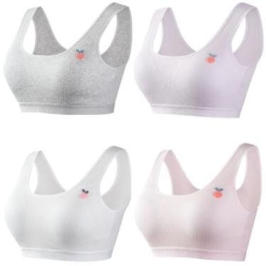 Imagem de XiHSiHan Sutiã esportivo sem costura de algodão para bebês meninas com almofadas, Cinza, branco, rosa, roxo, 8-10 Anos