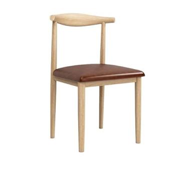 Imagem de Cadeira de jantar ergonômica com acolchoamento confortável e design resistente (cinza [almofada de couro marrom])