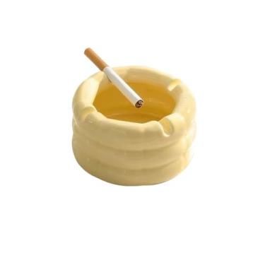 Imagem de Cinzeiro Cinzeiro de cerâmica, cinzeiro de mesa, decorações, para quintais domésticos, escritórios, espaços ao ar livre, decoração de casa e acessórios de armazenamento Cinzeiro de Mesa(Yellow)