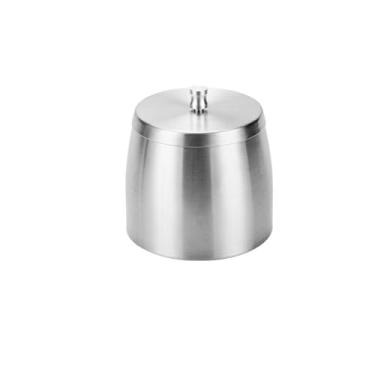 Imagem de Cinzeiro Cinzeiro com tampa prateado redondo de aço inoxidável para decoração de mesa de escritório de hotel Cinzeiro de Mesa(Pequeno)