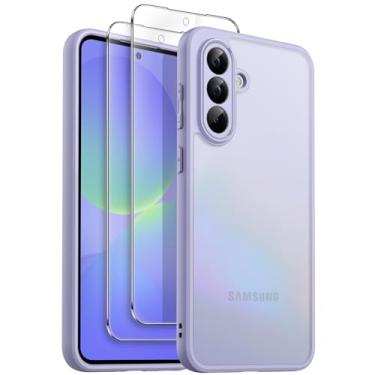 Imagem de JETech Capa Fosca 3 em 1 para Samsung Galaxy A36 5G, com Protetor de Tela de Vidro Temperado de 2 Pacotes, Case de Telefone, Capinha Fosca e à Prova de Choque com Proteção para Câmara (Lavanda)