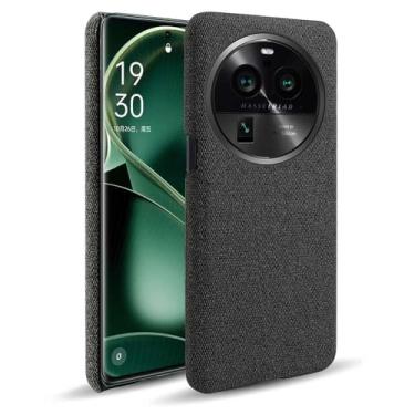 Imagem de Capa para OPPO Find X6 PRO,Capa desenhada em lona,Case Protetora Ultrafina com Empunhadura Macia,Design em Tecido Antichoque e Antiarranhões-Black