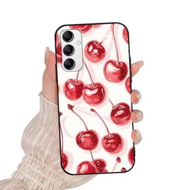 Imagem de Zrutru Capa de telefone bonita cereja vermelha para Samsung Galaxy A14 5G capa feminina fofa estampa moderna funda de telefone para mulheres meninas, capa protetora de silicone TPU para Samsung A14